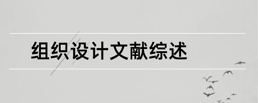 组织设计文献综述和施工组织设计文献综述