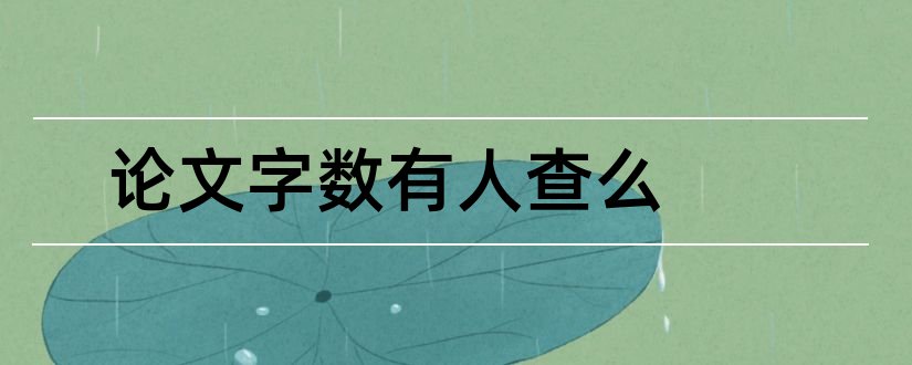 论文字数有人查么和论文查重字数怎么算