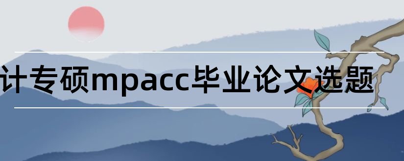 会计专硕mpacc毕业论文选题和案例型mpacc论文选题