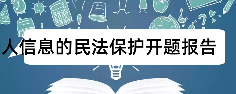 个人信息的民法保护开题报告和开题报告模板